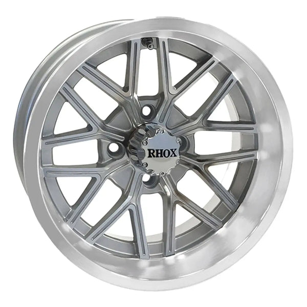14″ RX281 Silver / Machined Golf Cart Wheel – RHOX® golfcartforsale